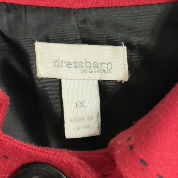 Dressbarn Woman XL Blazer Jacket w/ 2 Large Buttons Red & Black Polyester - Picture 5 of 10